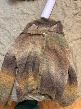 Free People Earth-Tone Multicolor Button-Front Cardigan